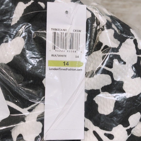 London Times Dress Mini Floral Print Ruffle Flare Hem Sheath Size 14 NWT $108 - Picture 7 of 8